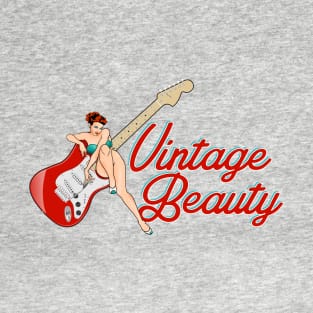 Classic Mid Century Design - Pin-Up Girl and Electric Guitar T-Shirt